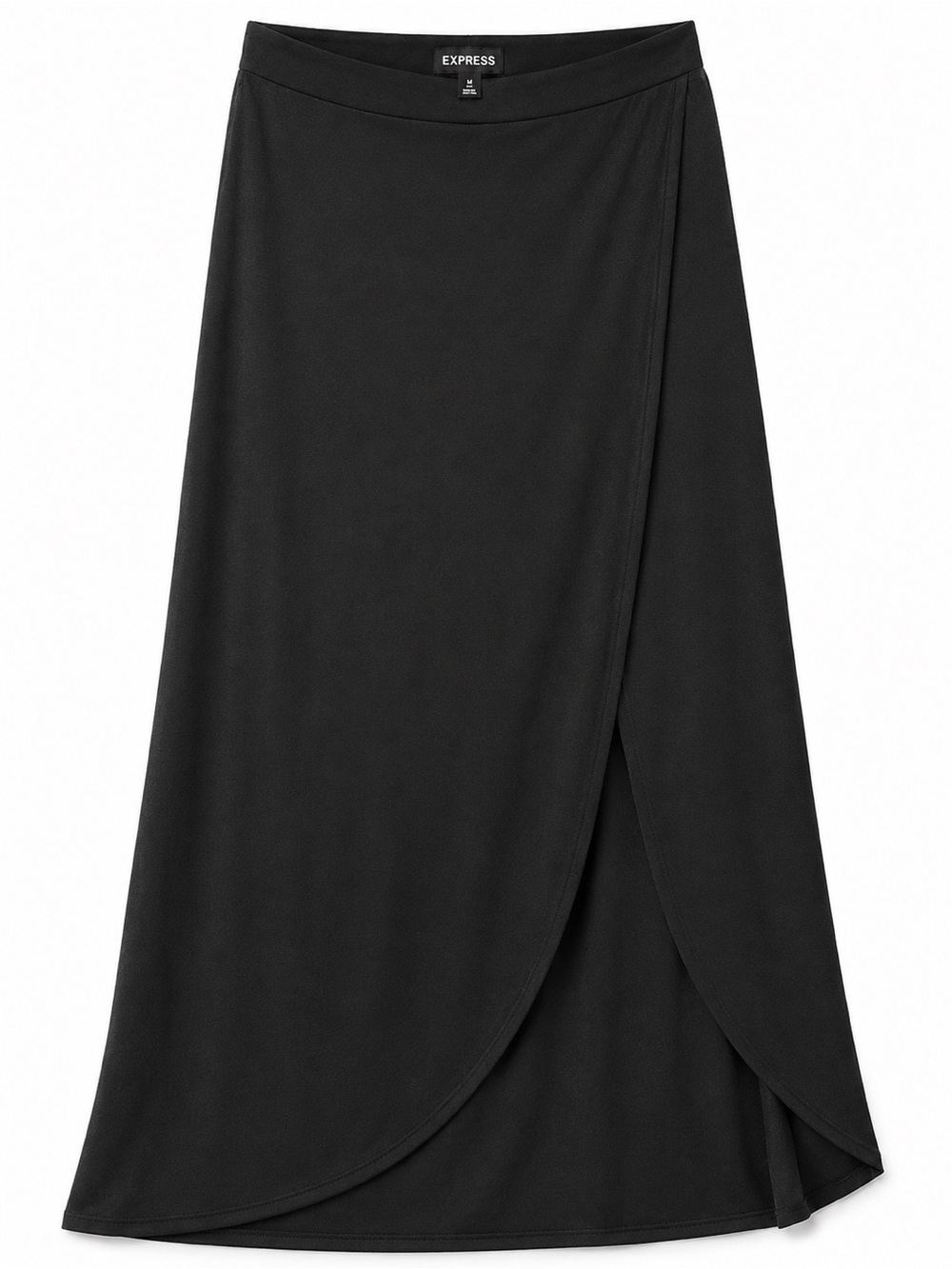 Express Black High-Waisted Faux-Wrap Tulip Midi Skirt - Size S - Picture 2 of 2